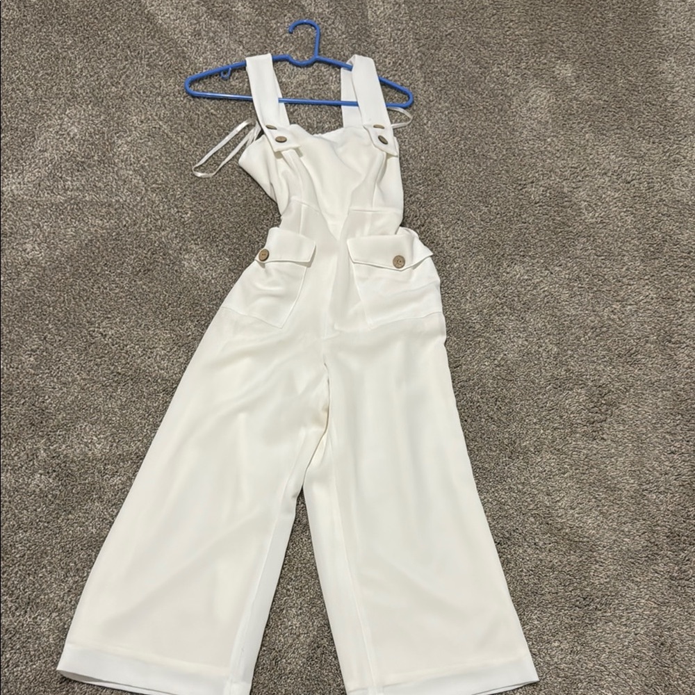 Gianni Bini White Wide-Leg Jumpsuit Overalls
